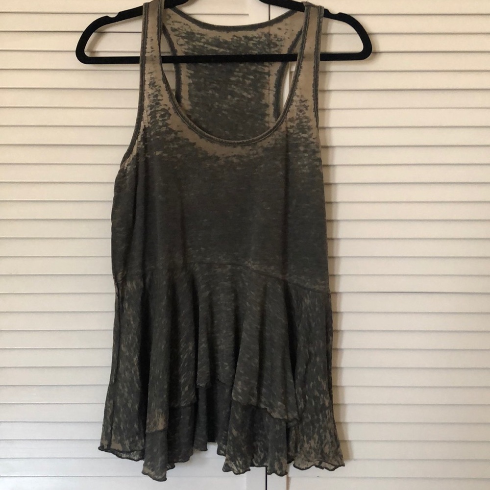 Free People Green Burnout High Low Tank Medium